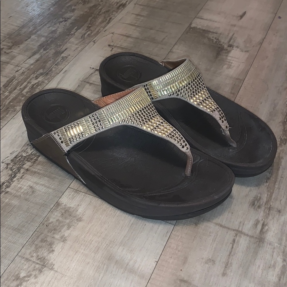 Fit Flop Gold Embellished Sandals Size 7